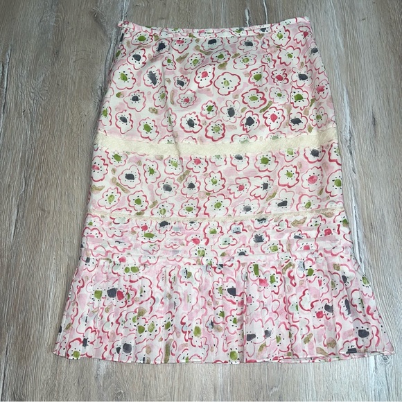 Tibi Women’s Size 4 Floral Lace Pleated Midi Skirt Cotton Lined Multi Color - Picture 5 of 13